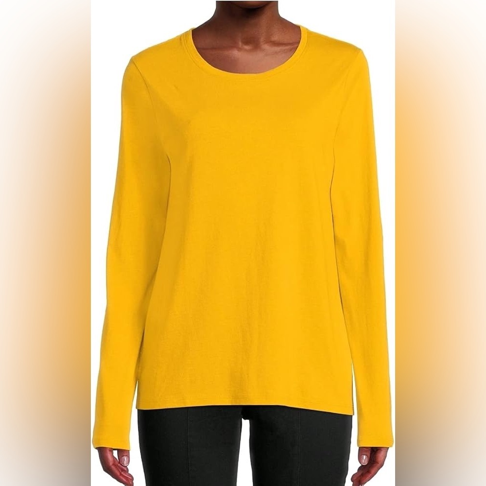 Time and Tru Yellow Long Sleeve Crew Neck Tee Shirt